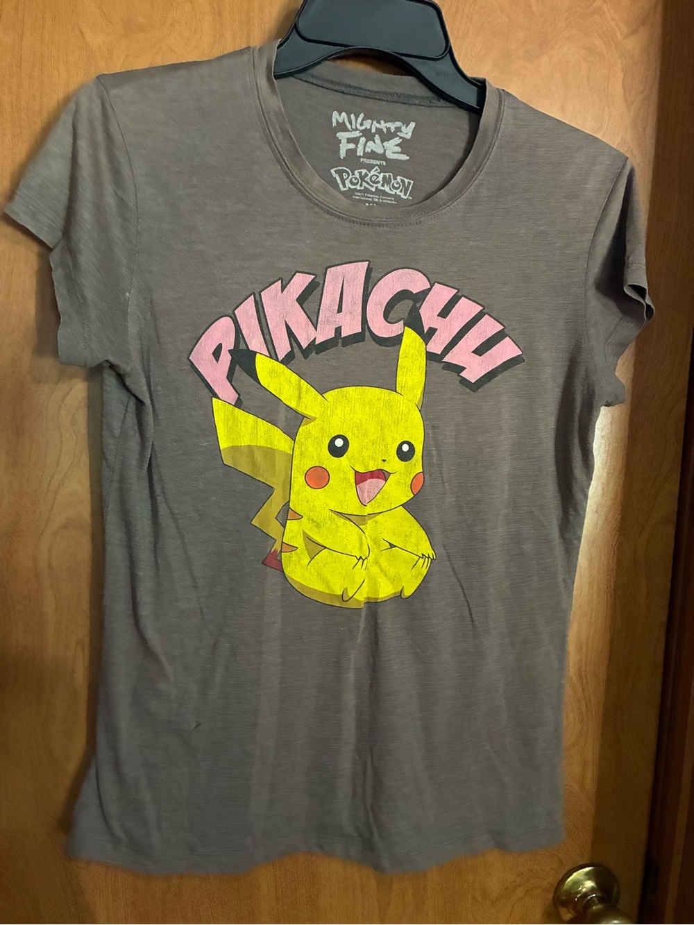 Pikachu Graphic Tee - Grey with Yellow & Pink XL Kids